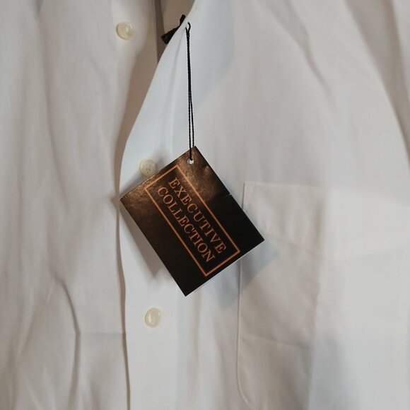 NWT. Executive Collection Men's White 17x32-33 Cotton Dress Shirts (0298A4) - Picture 3 of 11